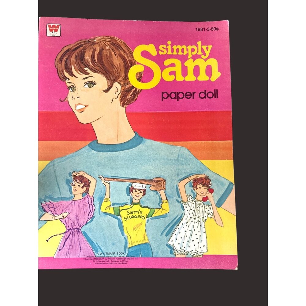 Vintage 1980 Simply Sam‎ Paper Doll Book With Outfits By Whitman Publishing